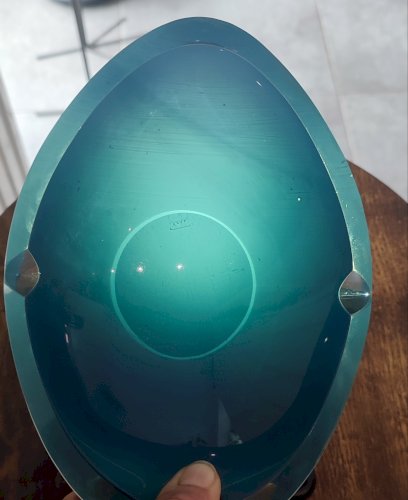 Cendrier ou vide-poche en verre d’art signé – bleu vintage design