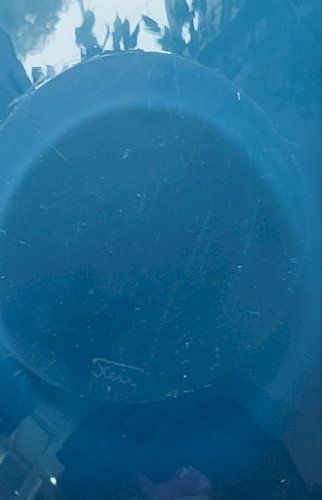 Cendrier ou vide-poche en verre d’art signé – bleu vintage design