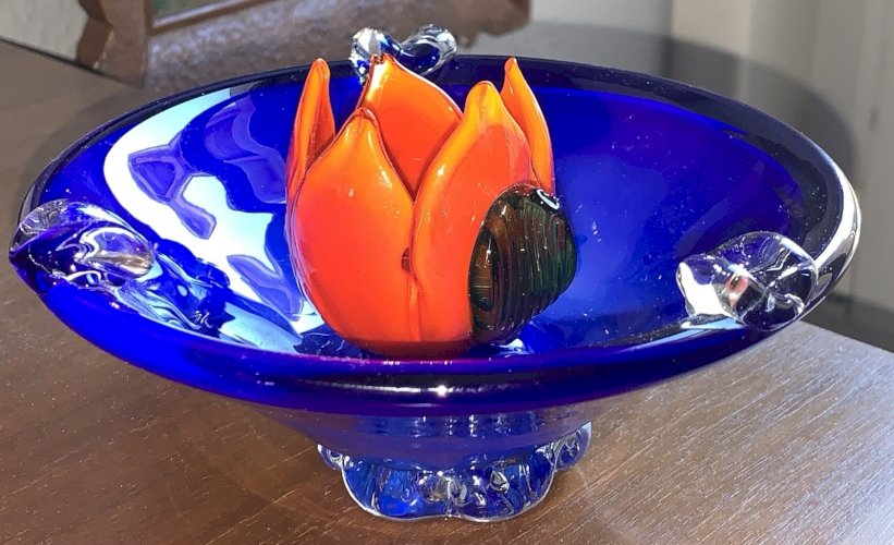 cendrier tulipe en cristal soufflé Murano 1960's