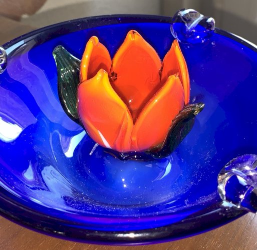 cendrier tulipe en cristal soufflé Murano 1960's