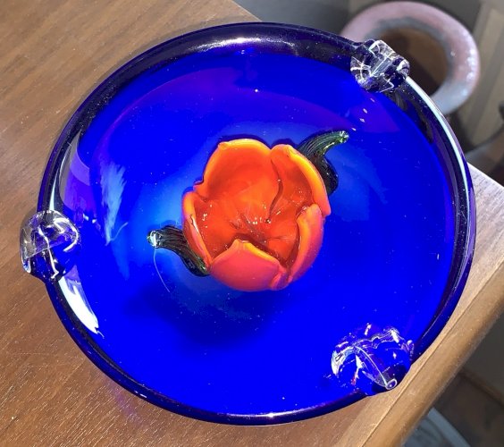 cendrier tulipe en cristal soufflé Murano 1960's