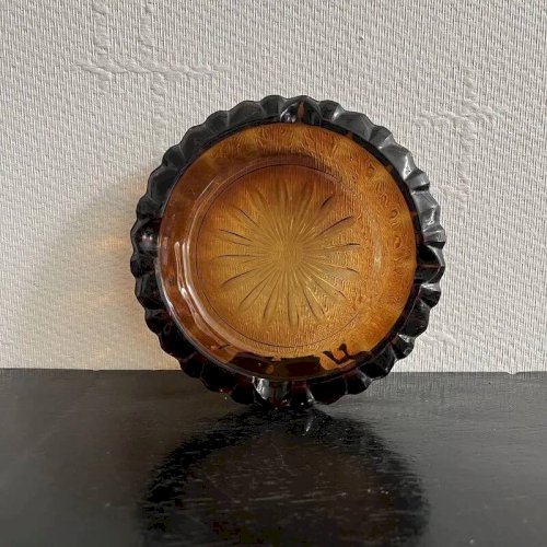 Cendrier verre ambré