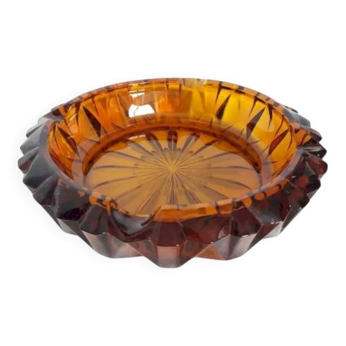 Cendrier verre ambré