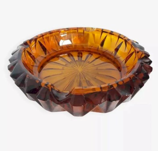 Cendrier verre ambré