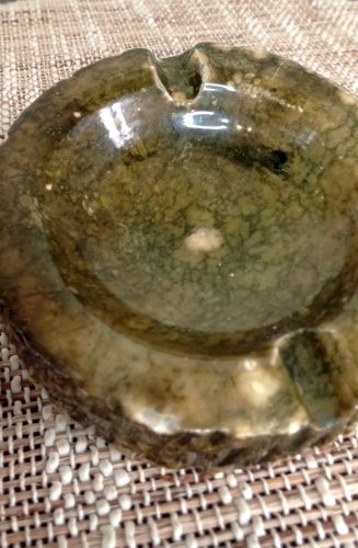 Cendrier vintage en albâtre vert Genuine Alabaster