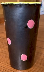 céramique 1950's vase noir mat à décor abstrait non signé Vallauris Elchinger