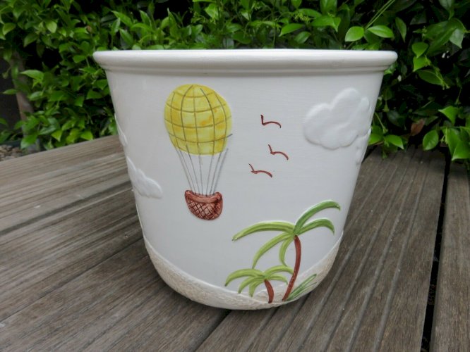 CERAMIQUE BASSANO MADE IN ITALY GRAND CACHE POT PALMIER ANNEES 60 70 VINTAGE 