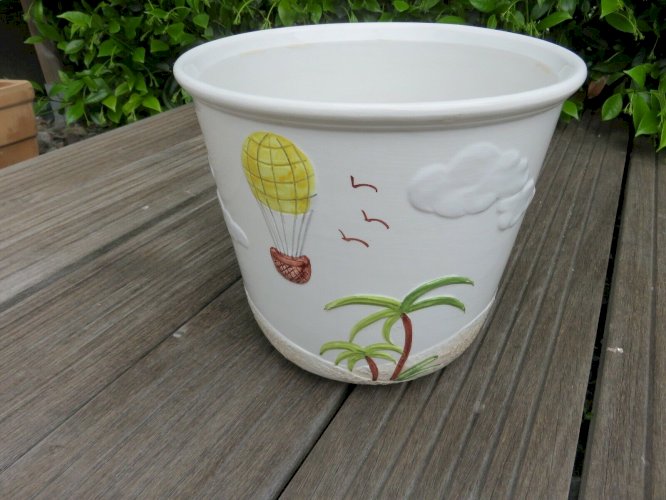 CERAMIQUE BASSANO MADE IN ITALY GRAND CACHE POT PALMIER ANNEES 60 70 VINTAGE 