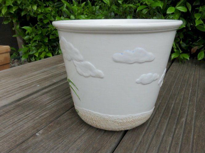 CERAMIQUE BASSANO MADE IN ITALY GRAND CACHE POT PALMIER ANNEES 60 70 VINTAGE 