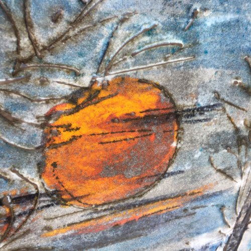 Céramique murale en terre cuite coucher de soleil