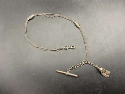 Chaine de Montre CHATELAINE en Argent et Email  XIXème