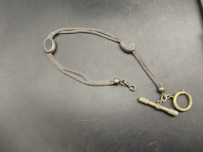 Chaine de Montre CHATELAINE en Argent et Email  XIXème