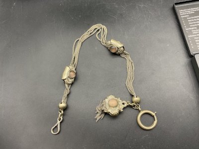 Chaine de Montre CHATELAINE en Argent et Email  XIXème