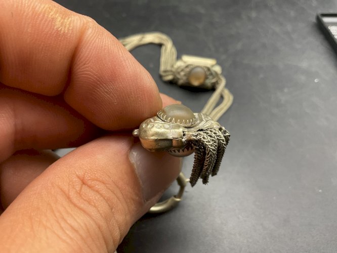 Chaine de Montre CHATELAINE en Argent et Email  XIXème