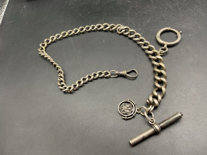 Chaine de Montre CHATELAINE en Argent et Email  XIXème