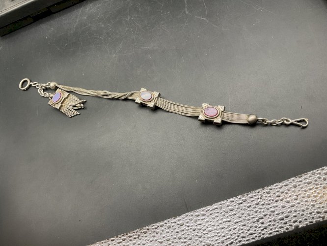 Chaine de Montre CHATELAINE en Argent et Email  XIXème