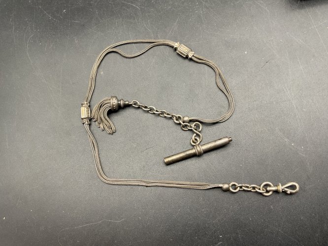 Chaine de Montre CHATELAINE en Argent et Email  XIXème