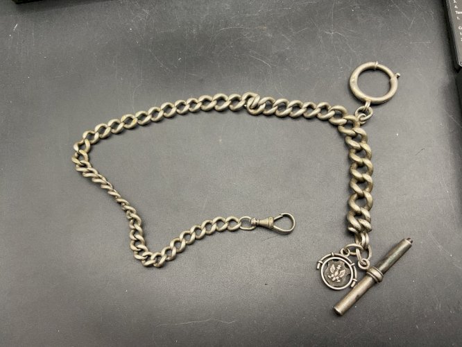 Chaine de Montre CHATELAINE en Argent et Email  XIXème