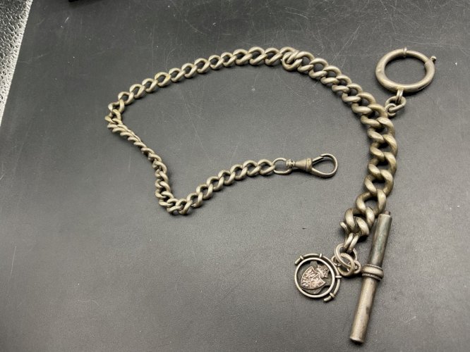 Chaine de Montre CHATELAINE en Argent et Email  XIXème