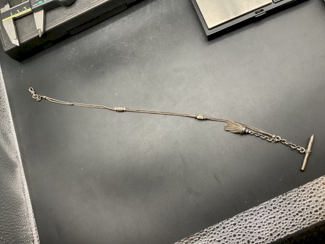 Chaine de Montre CHATELAINE en Argent et Email  XIXème