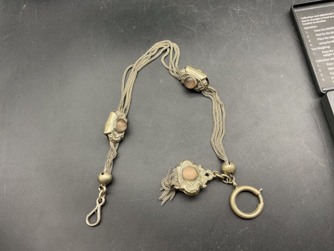 Chaine de Montre CHATELAINE en Argent et Email  XIXème