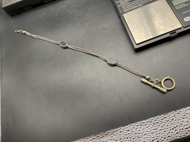 Chaine de Montre CHATELAINE en Argent et Email  XIXème