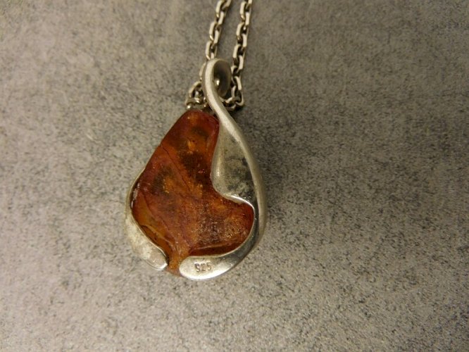 CHAINE PLUS PENDENTIF EN ARGENT MASSIF 925 ET AMBRE