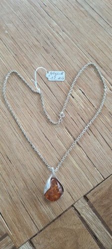 CHAINE PLUS PENDENTIF EN ARGENT MASSIF 925 ET AMBRE