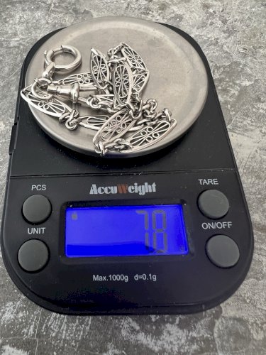chaîne XIXe siècle argent massif  Maille Olive Bracelet-collier unisexe Antique