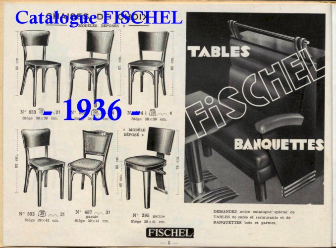 Chaise Bistrot Art Déco Fischel 1936 tripode- no Thonet -N° 395 -