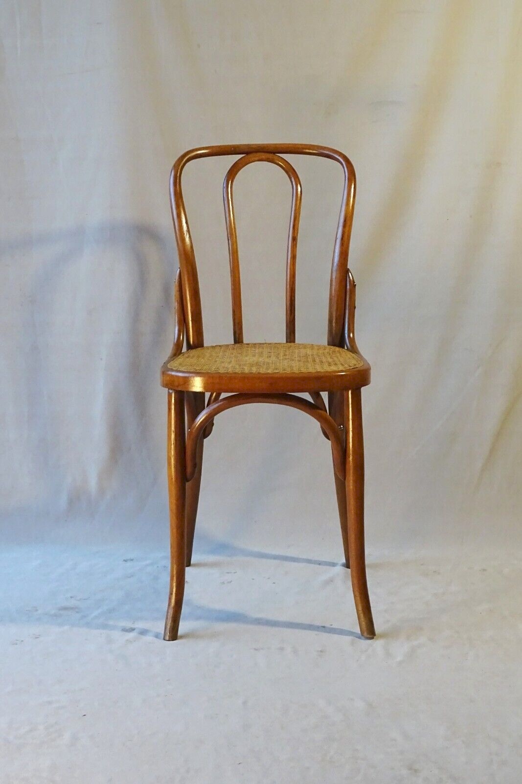 Chaise Bistrot Fischel N°113 cannée, 1930 Vintage Naturel Bois Vendu
