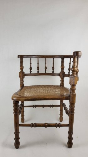 Chaise dangle en bois et cannage