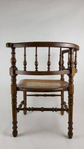 Chaise dangle en bois et cannage