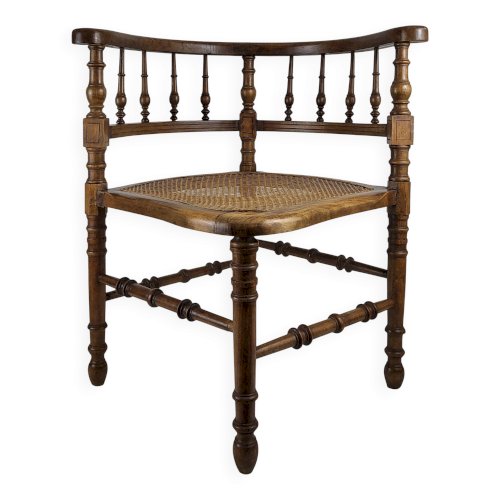 Chaise dangle en bois et cannage