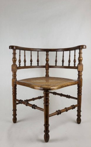 Chaise dangle en bois et cannage