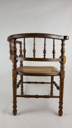 Chaise dangle en bois et cannage