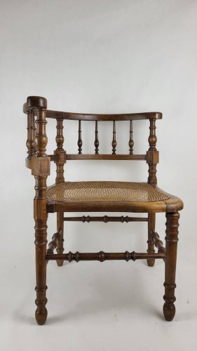 Chaise dangle en bois et cannage