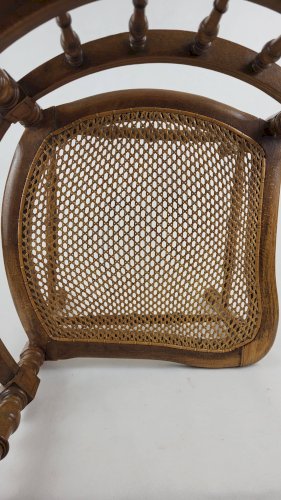 Chaise dangle en bois et cannage