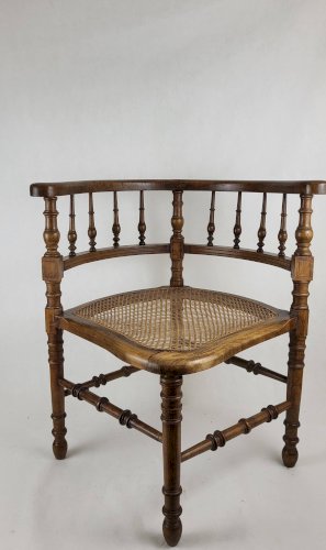 Chaise dangle en bois et cannage