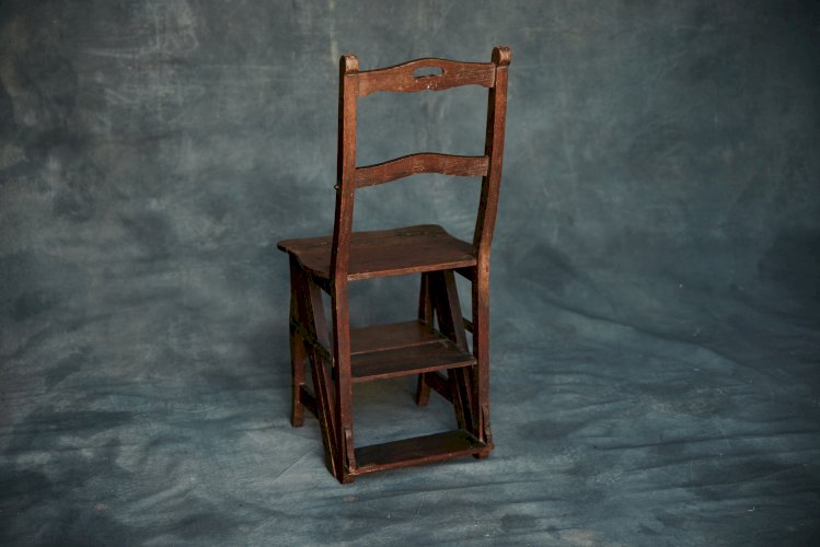 ? Chaise de libraire escabeau pliante en bois massif