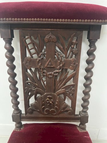 Chaise de prière Louis Philippe en chene massif XIX siècle