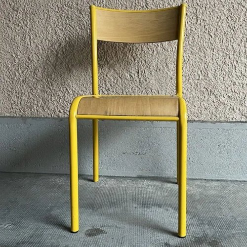 Chaise écolier vintage jaune