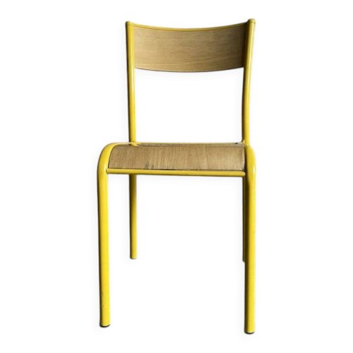 Chaise écolier vintage jaune