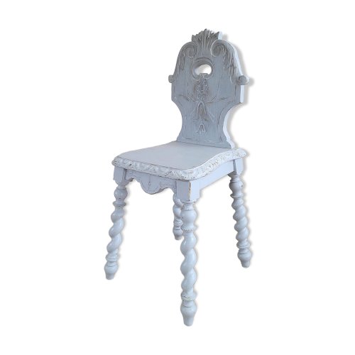 Chaise enfant en bois tourné patiné