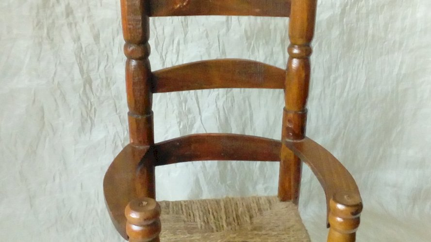 CHAISE FAUTEUIL EN BOIS TRESSE CORDE MOBILIER DE POUPEE*