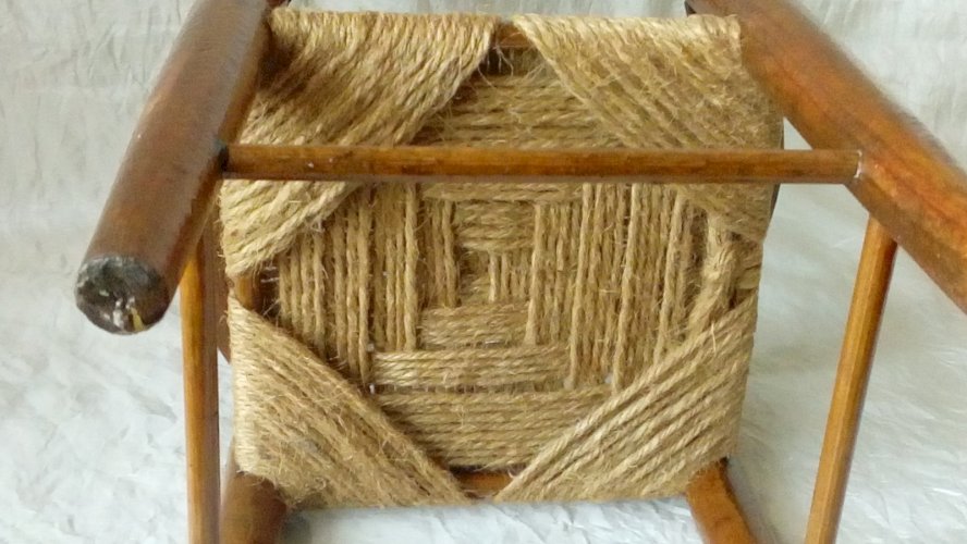 CHAISE FAUTEUIL EN BOIS TRESSE CORDE MOBILIER DE POUPEE*