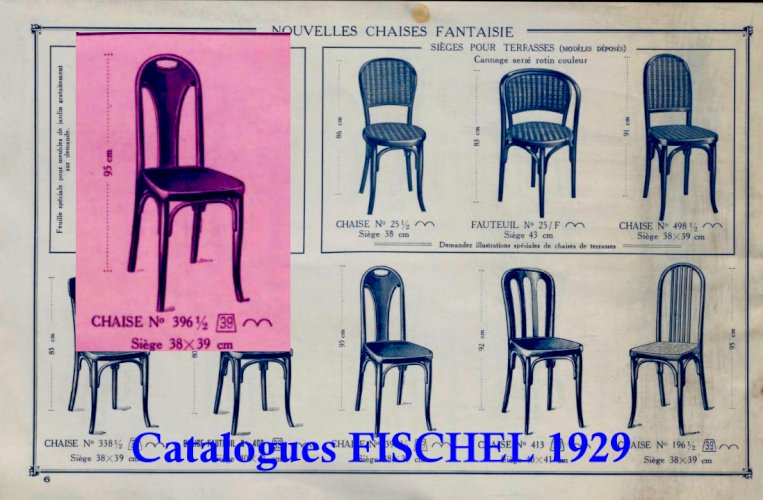 Chaise Fischel N°396 vers 1929, variante de Thonet 738/XI