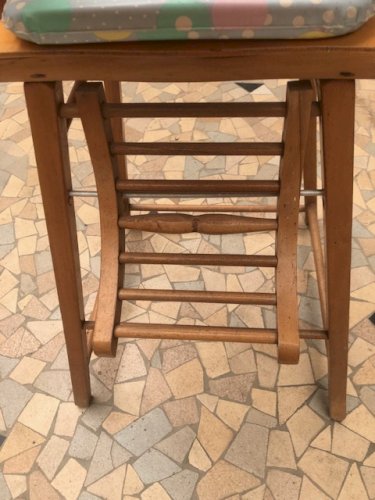 chaise haute enfant en bois, vintage