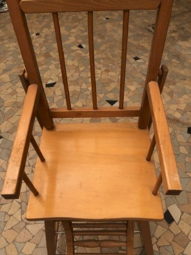 chaise haute enfant en bois, vintage