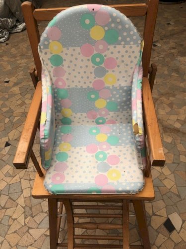 chaise haute enfant en bois, vintage
